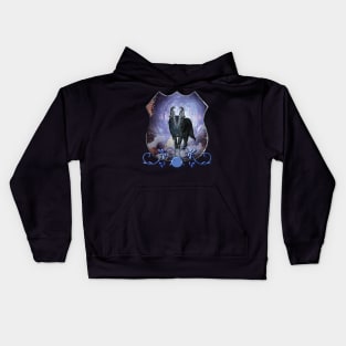 Awesome wolf in the dark night Kids Hoodie